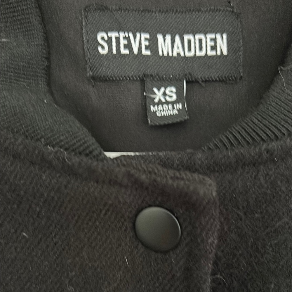 Steve Madden Black Varsity Jacket with Sleek Design - Picture 5 of 6